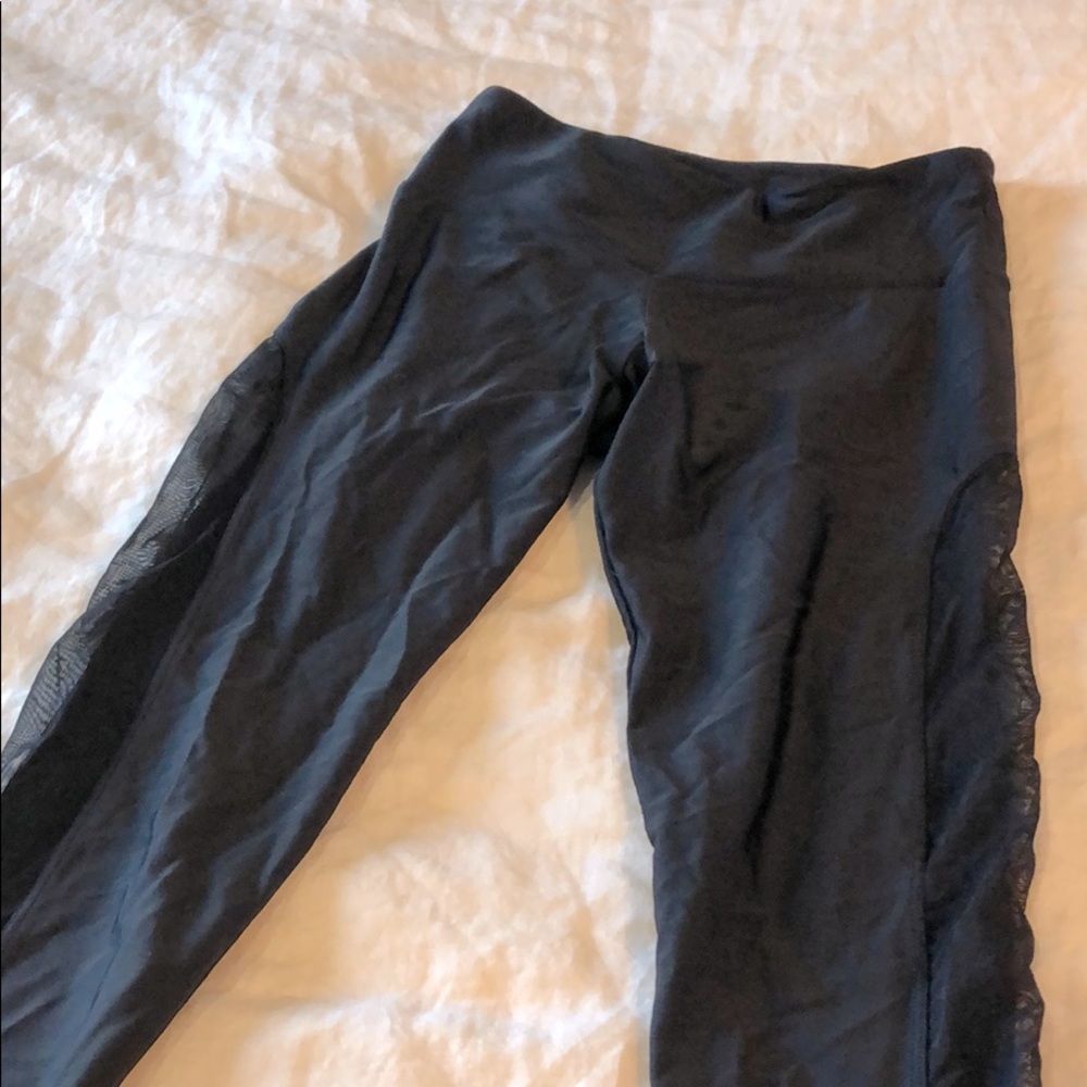 Black sheer side leg yoga pants